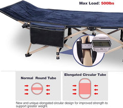 Padded Folding Camping Cot for Adults, Blue Grey - Magnadyne