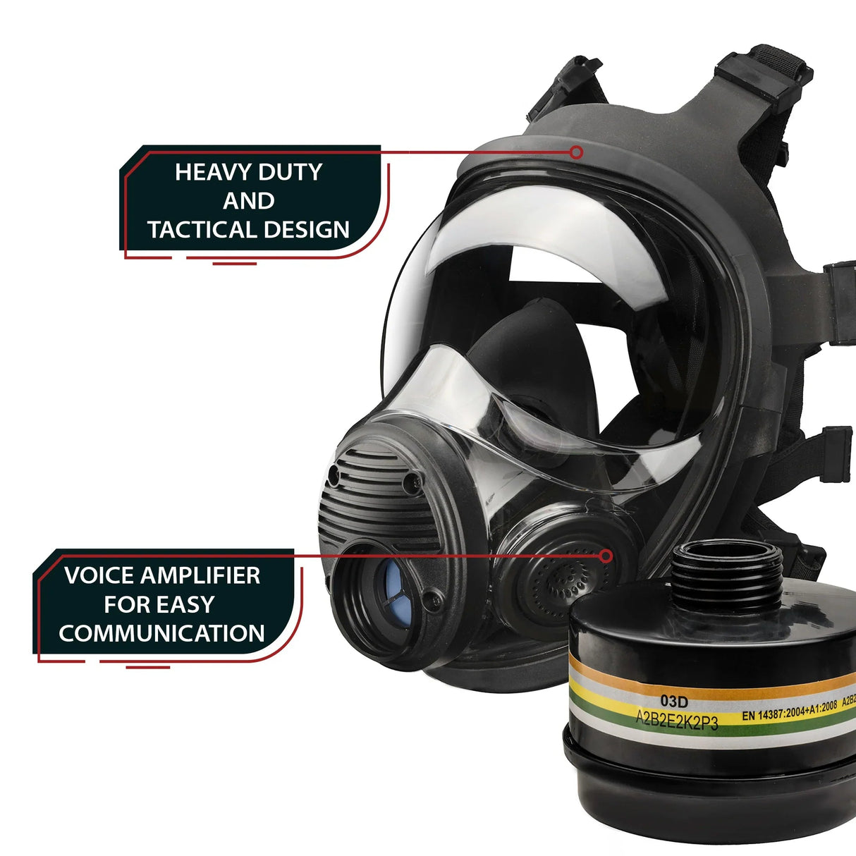 Parcil Safety NB-100V Tactical Gas Mask with Voice Amplifier - Magnadyne
