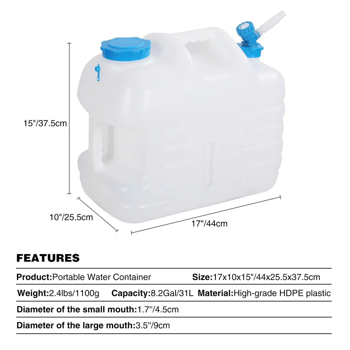 Portable Camping Water Container with Spigot and Wheels - Magnadyne