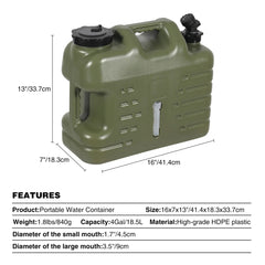 Portable Camping Water Container with Spigot and Wheels - Magnadyne