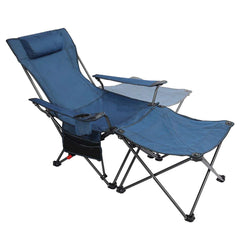 Portable Folding Reclining Camp Chairs with Removable Footrest and Adjustable Backrest, Blue - Magnadyne