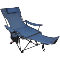 Portable Folding Reclining Camp Chairs with Removable Footrest and Adjustable Backrest, Blue - Magnadyne