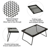 Portable Heavy Duty Folding Steel Campfire Grill Grate for Outdoor Cooking, Black - Magnadyne