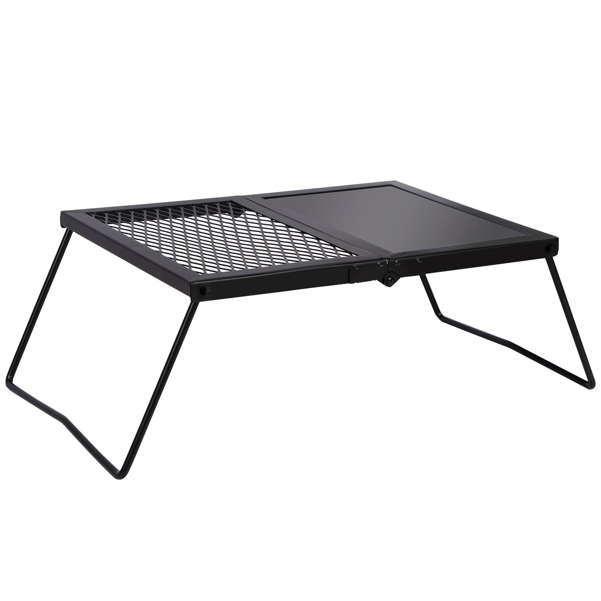 Portable Heavy Duty Folding Steel Campfire Grill Grate for Outdoor Cooking, Black - Magnadyne