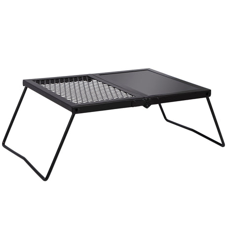 Portable Heavy Duty Folding Steel Campfire Grill Grate for Outdoor Cooking, Black - Magnadyne