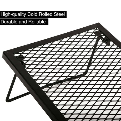 Portable Heavy Duty Folding Steel Campfire Grill Grate for Outdoor Cooking, Black - Magnadyne