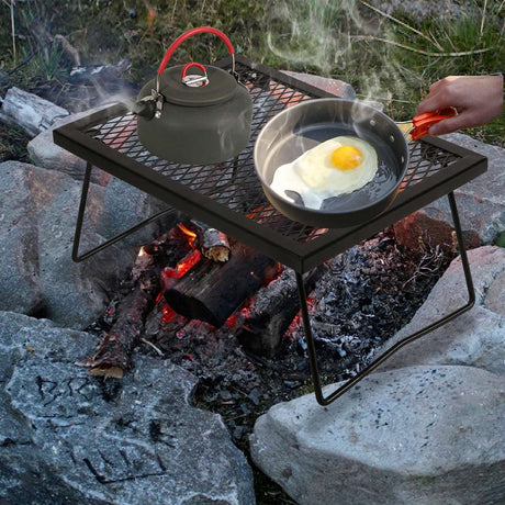 Portable Heavy Duty Folding Steel Campfire Grill Grate for Outdoor Cooking, Black - Magnadyne