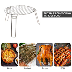 Portable Round Campfire Grill Grate with Foldable Legs, 12” - Magnadyne