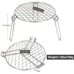 Portable Round Campfire Grill Grate with Foldable Legs, 12” - Magnadyne