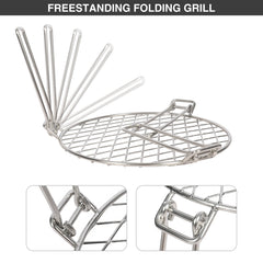 Portable Round Campfire Grill Grate with Foldable Legs, 12” - Magnadyne