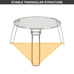 Portable Round Campfire Grill Grate with Foldable Legs, 12” - Magnadyne