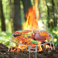 Portable Round Campfire Grill Grate with Foldable Legs, 12” - Magnadyne