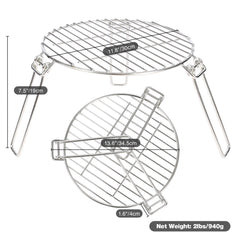 Portable Round Campfire Grill Grate with Foldable Legs, 12” - Magnadyne