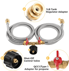 Propane Two Way Y Splitter Adapter Hose - Magnadyne