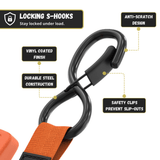 Retractable Ratchet Straps - 1" x 15 ft (1,760 lbs Break Strength) | Auto Self Retracting Cargo Tie Down Strap Set - Magnadyne