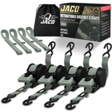 Retractable Ratchet Straps - 1" x 15 ft (1,760 lbs Break Strength) | Auto Self Retracting Cargo Tie Down Strap Set - Magnadyne