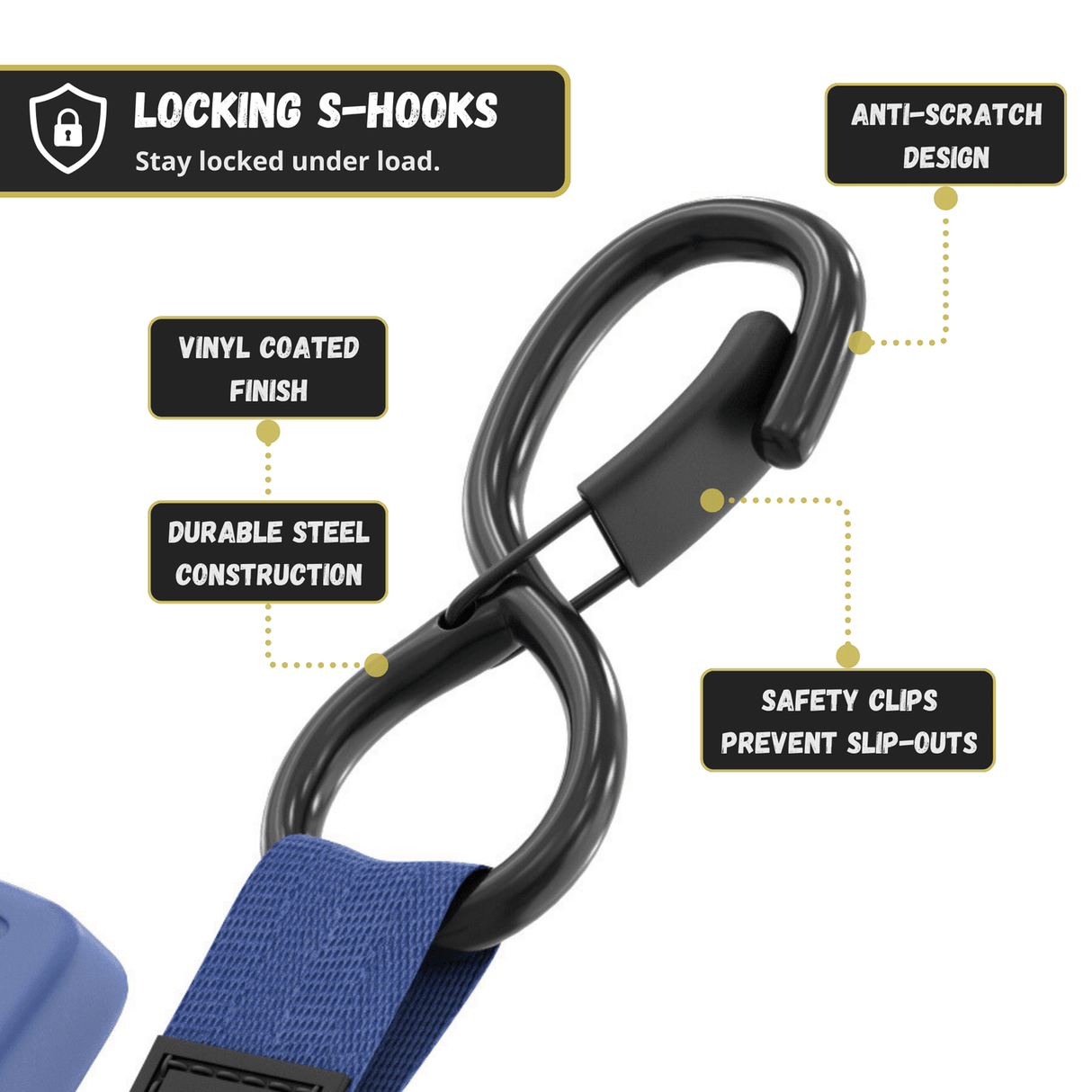 Retractable Ratchet Straps - 1" x 15 ft (1,760 lbs Break Strength) | Auto Self Retracting Cargo Tie Down Strap Set - Magnadyne