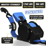 Retractable Ratchet Straps - 1" x 15 ft (1,760 lbs Break Strength) | Auto Self Retracting Cargo Tie Down Strap Set - Magnadyne