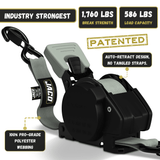 Retractable Ratchet Straps - 1" x 15 ft (1,760 lbs Break Strength) | Auto Self Retracting Cargo Tie Down Strap Set - Magnadyne