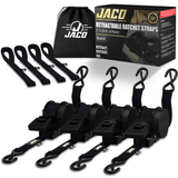 Retractable Ratchet Straps - 1" x 15 ft (1,760 lbs Break Strength) | Auto Self Retracting Cargo Tie Down Strap Set - Magnadyne