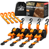 Retractable Ratchet Straps - 1" x 15 ft (1,760 lbs Break Strength) | Auto Self Retracting Cargo Tie Down Strap Set - Magnadyne