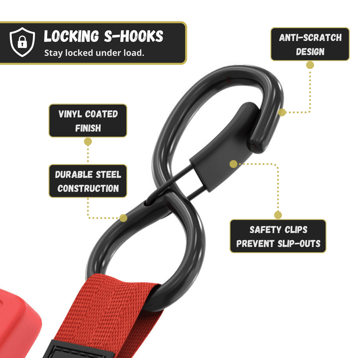 Retractable Ratchet Straps - 1" x 15 ft (1,760 lbs Break Strength) | Auto Self Retracting Cargo Tie Down Strap Set - Magnadyne