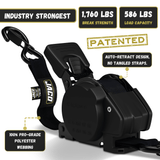 Retractable Ratchet Straps - 1" x 15 ft (1,760 lbs Break Strength) | Auto Self Retracting Cargo Tie Down Strap Set - Magnadyne