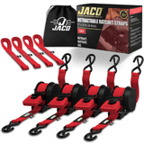 Retractable Ratchet Straps - 1" x 15 ft (1,760 lbs Break Strength) | Auto Self Retracting Cargo Tie Down Strap Set - Magnadyne