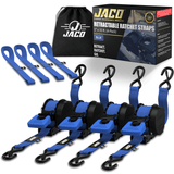 Retractable Ratchet Straps - 1" x 15 ft (1,760 lbs Break Strength) | Auto Self Retracting Cargo Tie Down Strap Set - Magnadyne