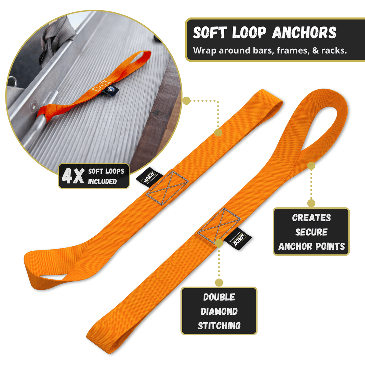 Retractable Ratchet Straps - 1" x 15 ft (1,760 lbs Break Strength) | Auto Self Retracting Cargo Tie Down Strap Set - Magnadyne