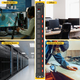 CRST 12 Outlets Individual Switches Power Strip Surge Protector with Cord Holding Design, 9FT Flat Plug Power Cord
