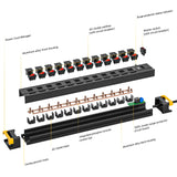 CRST 12 Outlets Individual Switches Power Strip Surge Protector with Cord Holding Design, 9FT Flat Plug Power Cord