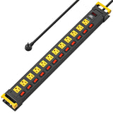 CRST 12 Outlets Individual Switches Power Strip Surge Protector with Cord Holding Design, 9FT Flat Plug Power Cord