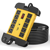 CRST 10 Outlets Mountable Heavy Duty Power Strip Surge Protector with Cord Wrapping design, Optional 15FT or 6FT Power Cord