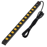 CRST 2.6" Wide Spaced 12 Outlets Mountable Metal Power Strip Surge Protector, Optional 6FT or 15FT Power Cord, Mounting Brackets included