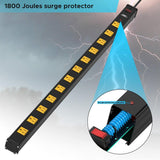 CRST 2.6" Wide Spaced 12 Outlets Mountable Metal Power Strip Surge Protector, Optional 6FT or 15FT Power Cord, Mounting Brackets included