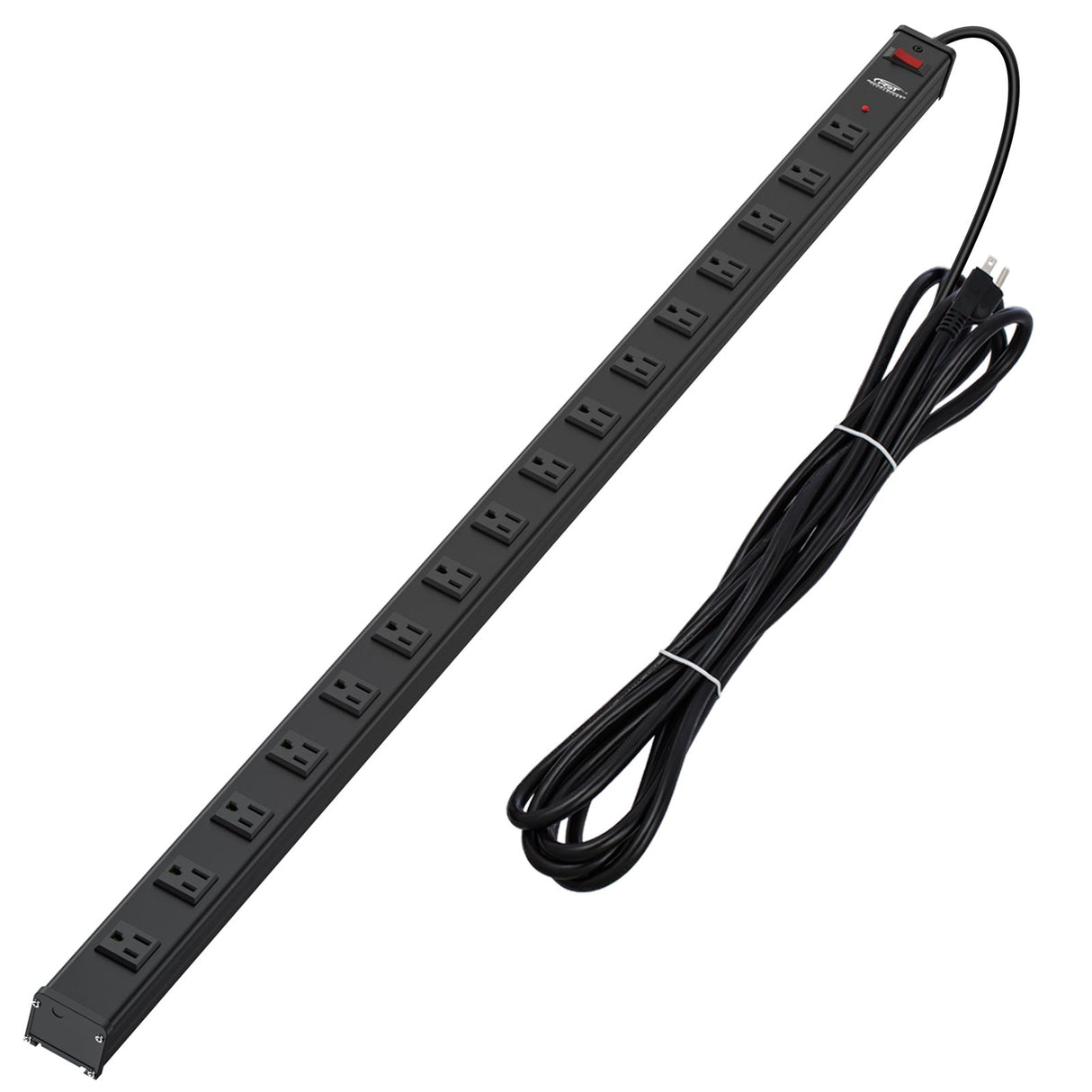 CRST 2.6" Wide Space 16 Outlets Mountable Metal Power Strip Surge Protector, 15FT Power Cord, Mounting Brackets Included