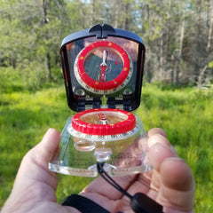 RS46 Mirrored Sighting Compass with Declination Adjustment, Clinometer & Map LED - Magnadyne