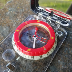 RS46 Mirrored Sighting Compass with Declination Adjustment, Clinometer & Map LED - Magnadyne