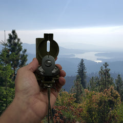 Scout™ Lensatic Compass - Traditional Phosphorescent Military Style with Nylon Carry Pouch - OD Green - Magnadyne