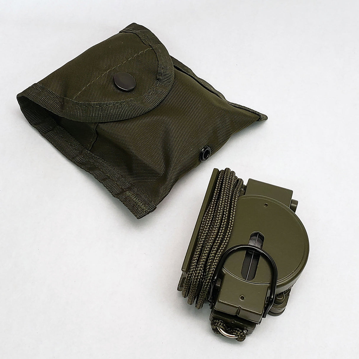 Scout™ Lensatic Compass - Traditional Phosphorescent Military Style with Nylon Carry Pouch - OD Green - Magnadyne