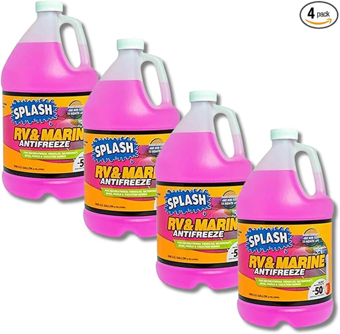 Splash RV/Marine Antifreeze | 4 Pack | - 50 Point Freezing (F) | 4 Gallon - Magnadyne