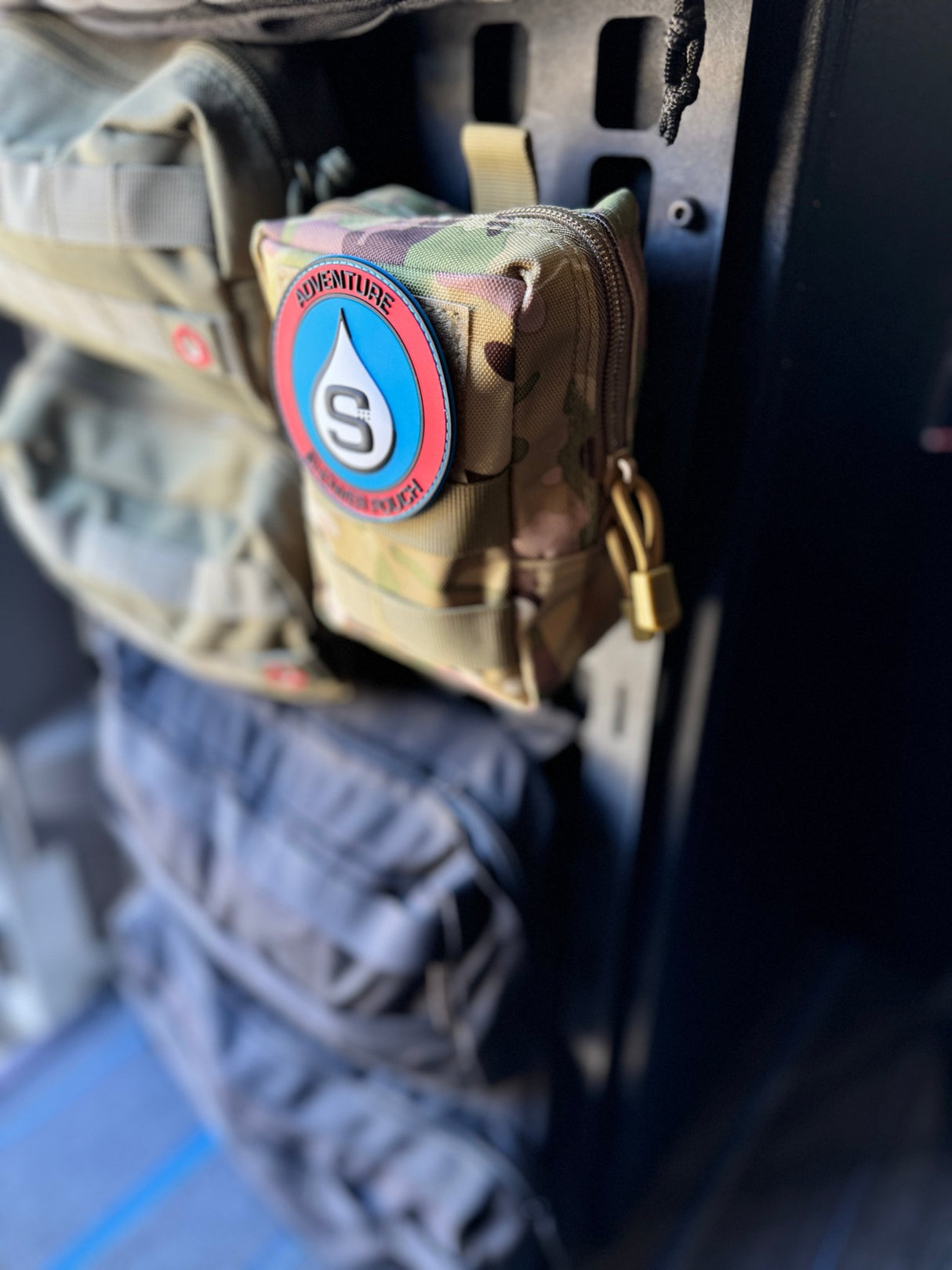 Tactical Molle Zipper Bag + Adventure Sampler Kit: 4 Shower Pouches, 1 Hand Sanitizer, 1 Deodorant - Magnadyne