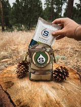 Tactical Molle Zipper Bag + Adventure Sampler Kit: 4 Shower Pouches, 1 Hand Sanitizer, 1 Deodorant - Magnadyne