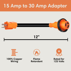 TechnoRV 110 - Volt to 30 - Amp RV Adapter – Locking - Magnadyne