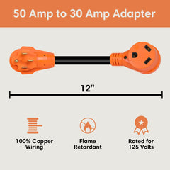 TechnoRV 50 - Amp to 30 - Amp RV Adapter - Magnadyne