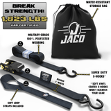 Tie Down Ratchet Straps (4 Pack) - 1 in x 15 ft | AAR Certified Break Strength (1,823 lbs) | Cargo Tie Down Set - Magnadyne