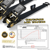 Tie Down Ratchet Straps (4 Pack) - 1 in x 15 ft | AAR Certified Break Strength (1,823 lbs) | Cargo Tie Down Set - Magnadyne