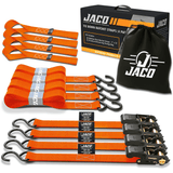 Tie Down Ratchet Straps (4 Pack) - 1 in x 15 ft | AAR Certified Break Strength (1,823 lbs) | Cargo Tie Down Set - Magnadyne