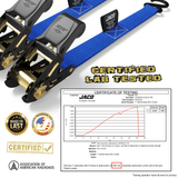 Tie Down Ratchet Straps (4 Pack) - 1 in x 15 ft | AAR Certified Break Strength (1,823 lbs) | Cargo Tie Down Set - Magnadyne